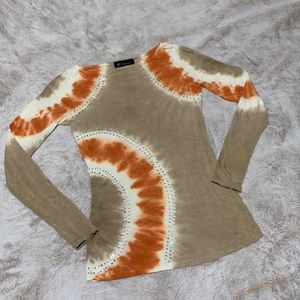 INC tie dye top with embellishments